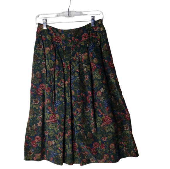 Herman Geist Dark Floral Corduroy Dirndl Tyrolean Cotton Academia Vintage variou - Picture 4 of 9